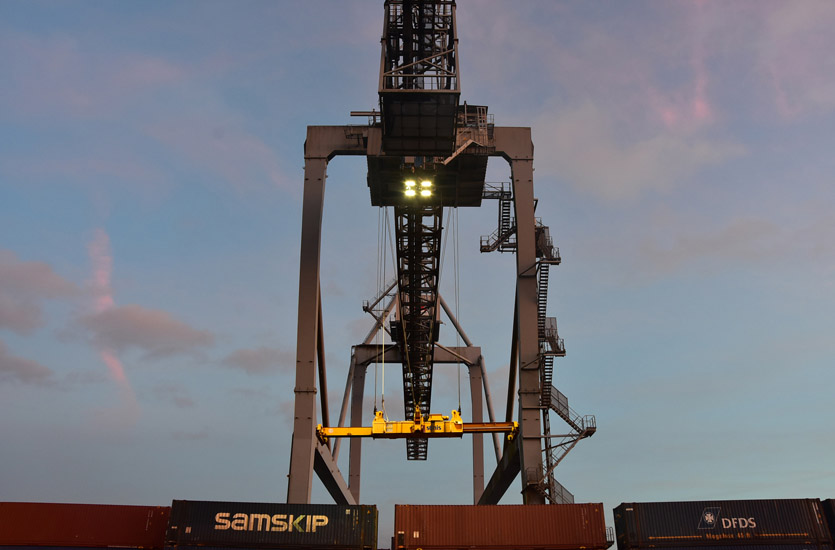 Crane Floodlights at Night