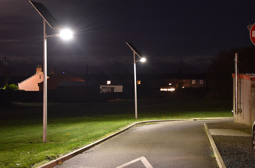 Solar Powered Street lights at Night Solar Powered Street lights at Night