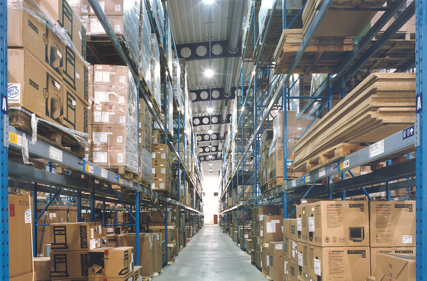 Lights in Warehouse Aisle