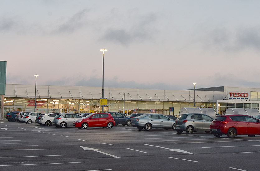 Car Park Lights outside Retail Store