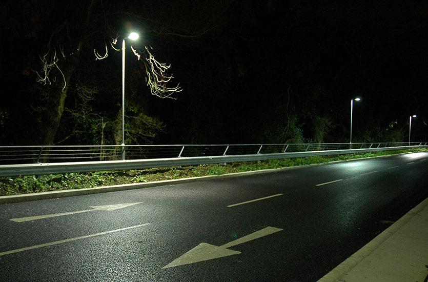 LED Streetlight at Nighttime